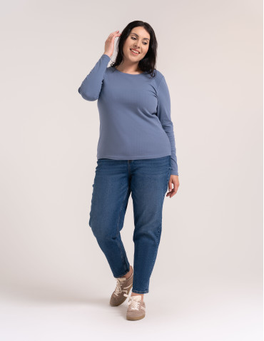 Bluzki i koszule - Damska bluzka z długim rękawem bawełniana JEANS - produkt 10
