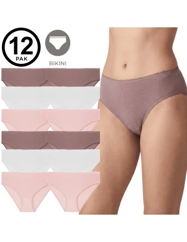 Majtki damskie figi bikini bawełniane duży zestaw M 12-pak