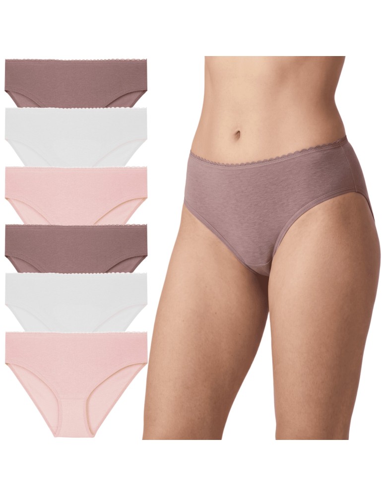 Wielopak fig damskich bawełniane majtki klasyczne gładkie 2XL 6-pak