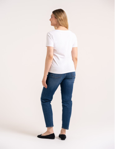 Koszulki i T-shirty - Koszulka damska bawełna Premium T-shirt dekolt w serek BIAŁY - produkt 6