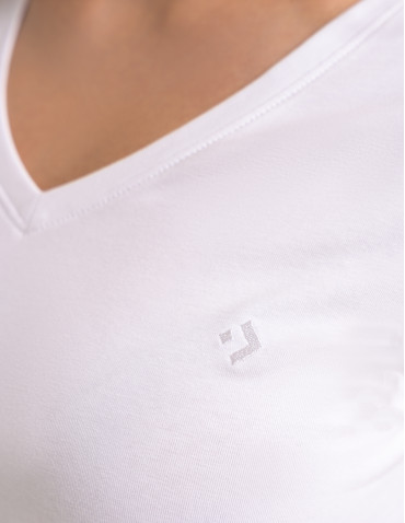 Koszulki i T-shirty - Koszulka damska bawełna Premium T-shirt dekolt w serek BIAŁY - produkt 7