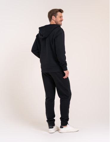 Bluzy dresowe - Bluza dresowa męska wygodna gruba rozpinana z kapturem ocieplana CZARNY - produkt 5