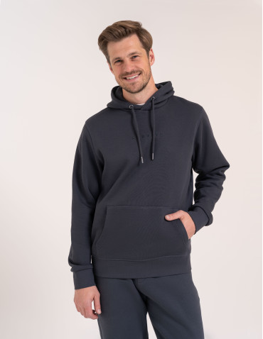 Bluzy dresowe - Ciepła bluza dresowa męska kangurka gruba z kapturem GRAFITOWY - produkt 1