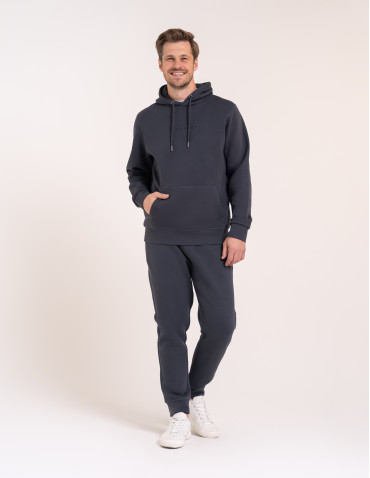 Bluzy dresowe - Ciepła bluza dresowa męska kangurka gruba z kapturem GRAFITOWY - produkt 6
