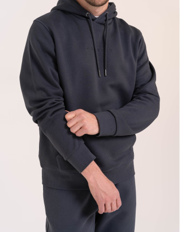 Bluzy dresowe - Ciepła bluza dresowa męska kangurka gruba z kapturem GRAFITOWY - produkt 3