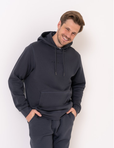 Bluzy dresowe - Ciepła bluza dresowa męska kangurka gruba z kapturem GRAFITOWY - produkt 4