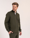 Męska bluza casual 100% bawełniana ze stójką zapinana na zamek KHAKI