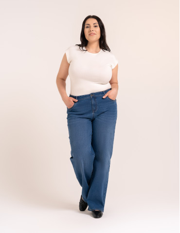 Jeansy damskie Wide Leg wygodne z wysokim stanem i z szeroką nogawką