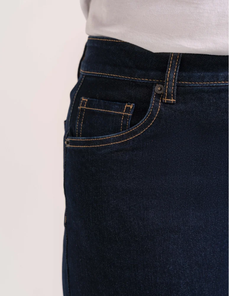 Jeansy - Jeansy damskie Wide Leg wygodne z wysokim stanem i z szeroką nogawką GRANATOWY - produkt moraj.pl 5