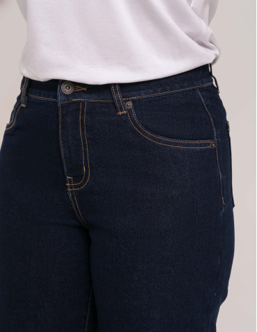 Jeansy - Jeansy damskie Wide Leg wygodne z wysokim stanem i z szeroką nogawką GRANATOWY - produkt 6