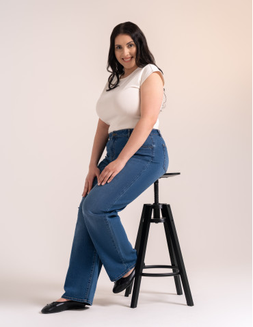 Jeansy damskie Wide Leg wygodne z wysokim stanem i z szeroką nogawką  - produkt 2