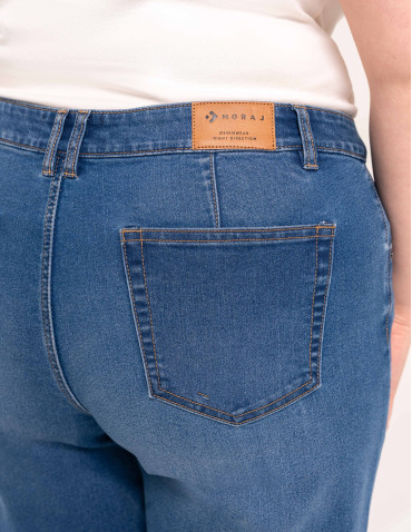 Jeansy - Jeansy damskie Wide Leg wygodne z wysokim stanem i z szeroką nogawką NIEBIESKI - produkt 5