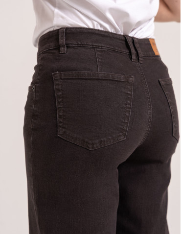 Jeansy - Jeansy damskie Wide Leg wygodne z wysokim stanem i z szeroką nogawką BRĄZOWY - produkt 4