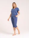 Wygodna piżama damska bawełniana 3/4 capri w gwiazdki JEANS