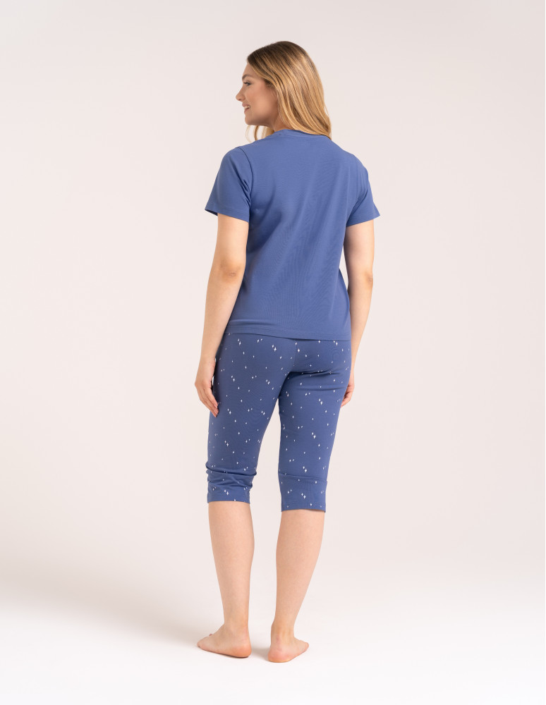 Piżamy 3/4 damskie - Wygodna piżama damska bawełniana 3/4 capri w gwiazdki JEANS  - produkt moraj.pl 6