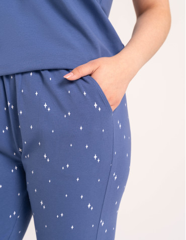 Piżamy 3/4 damskie - Wygodna piżama damska bawełniana 3/4 capri w gwiazdki JEANS - produkt 11