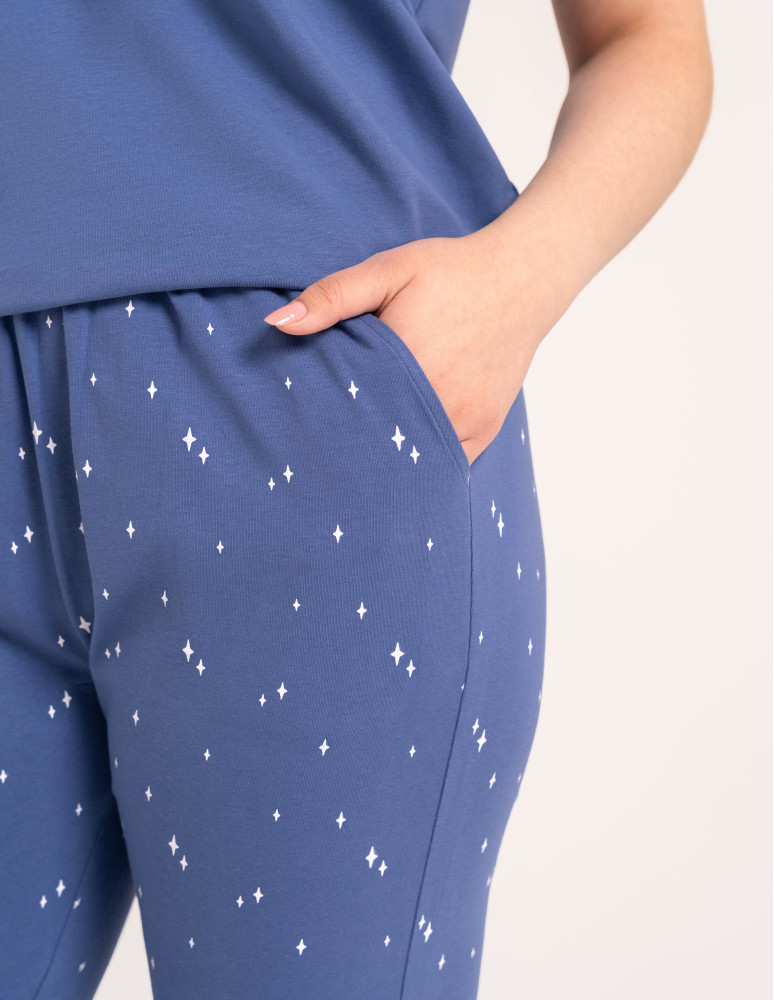 Piżamy 3/4 damskie - Wygodna piżama damska bawełniana 3/4 capri w gwiazdki JEANS  - produkt moraj.pl 11