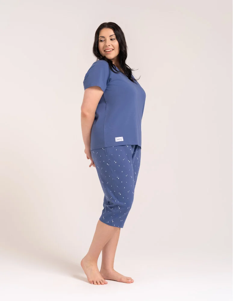 Piżamy 3/4 damskie - Wygodna piżama damska bawełniana 3/4 capri w gwiazdki JEANS  - produkt moraj.pl 12