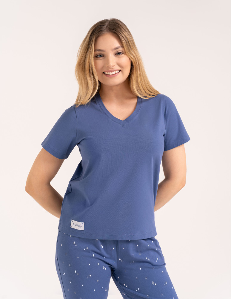 Piżamy 3/4 damskie - Wygodna piżama damska bawełniana 3/4 capri w gwiazdki JEANS  - produkt moraj.pl 5
