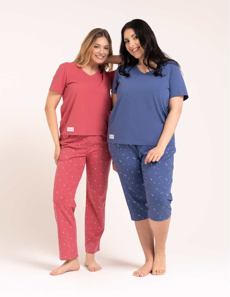 Piżamy 3/4 damskie - Wygodna piżama damska bawełniana 3/4 capri w gwiazdki JEANS  - produkt moraj.pl 16