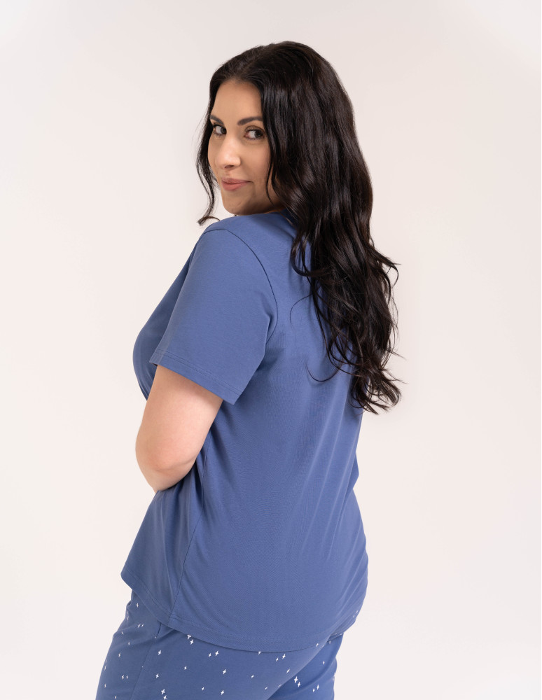 Piżamy 3/4 damskie - Wygodna piżama damska bawełniana 3/4 capri w gwiazdki JEANS  - produkt moraj.pl 15