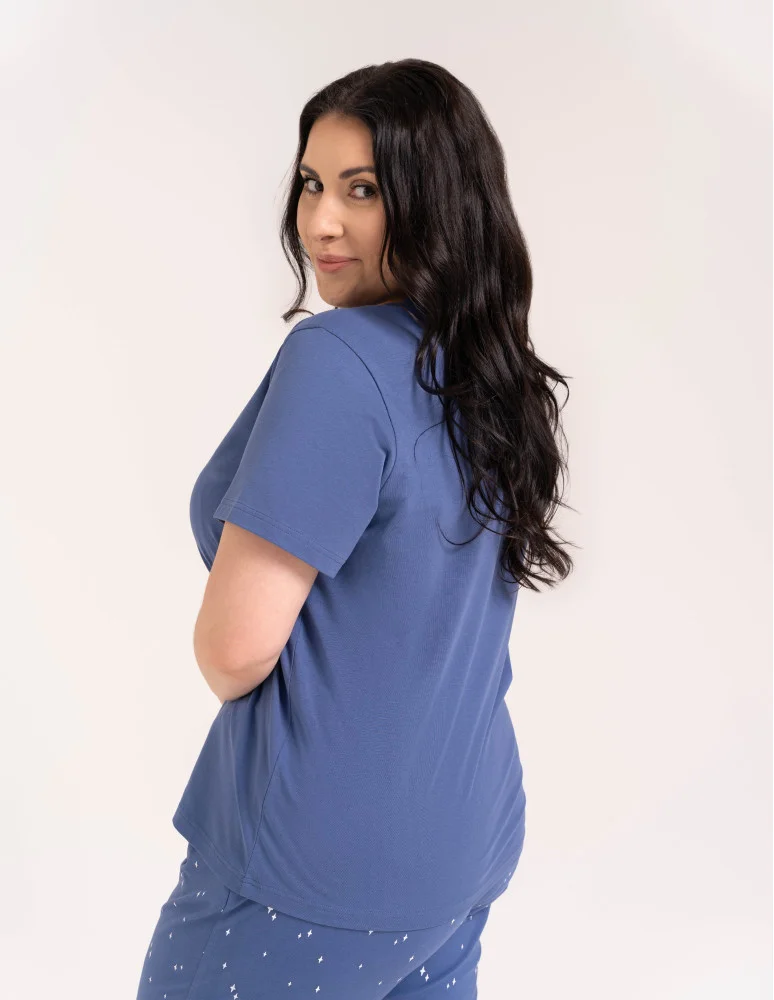 Piżamy 3/4 damskie - Wygodna piżama damska bawełniana 3/4 capri w gwiazdki JEANS  - produkt moraj.pl 15