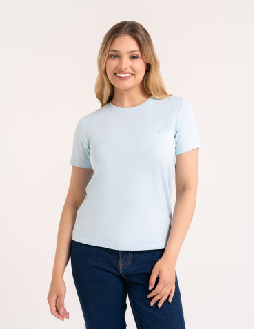 Koszulki i T-shirty - Koszulka damska bawełna Premium T-shirt dekolt okrągły JASNY NIEBIESKI  - produkt 4
