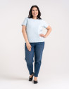 Koszulka damska bawełna Premium T-shirt dekolt okrągły JASNY NIEBIESKI