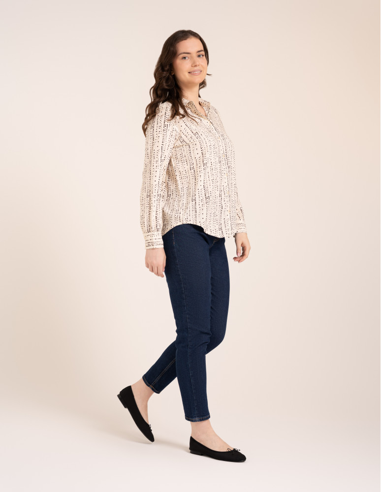 Bluzki i koszule - Koszula damska wiskozowa 100% luźna zwiewna z długim rękawem WZÓR 1  - produkt moraj.pl 7