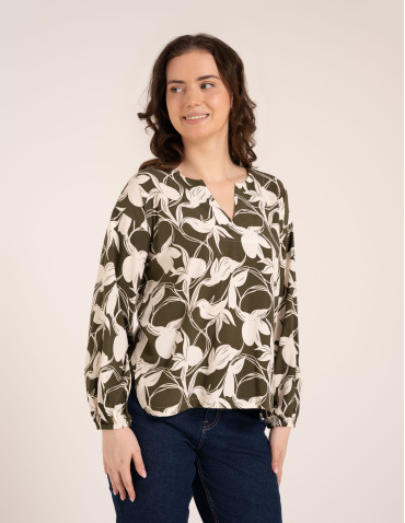 Bluzki z długim rękawem - Elegancka bluzka damska z wiskozy 100% o kroju oversize z długim rękawem WZÓR 2 - produkt 5
