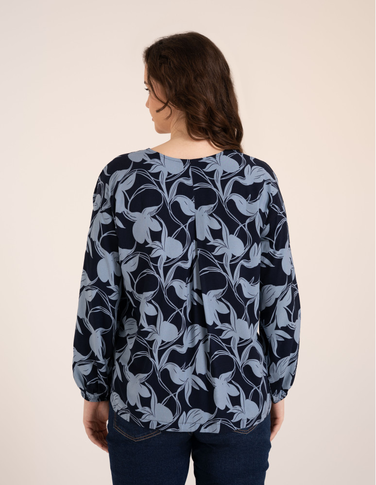Bluzki z długim rękawem - Elegancka bluzka damska z wiskozy 100% o kroju oversize z długim rękawem WZÓR 1  - produkt moraj.pl 6