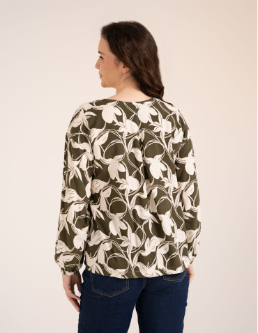 Bluzki z długim rękawem - Elegancka bluzka damska z wiskozy 100% o kroju oversize z długim rękawem WZÓR 2 - produkt 7