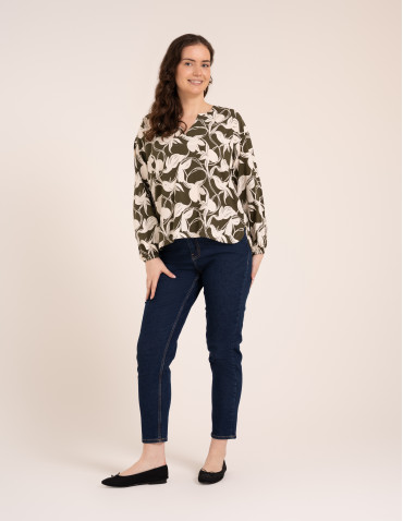 Bluzki z długim rękawem - Elegancka bluzka damska z wiskozy 100% o kroju oversize z długim rękawem WZÓR 2 - produkt 8