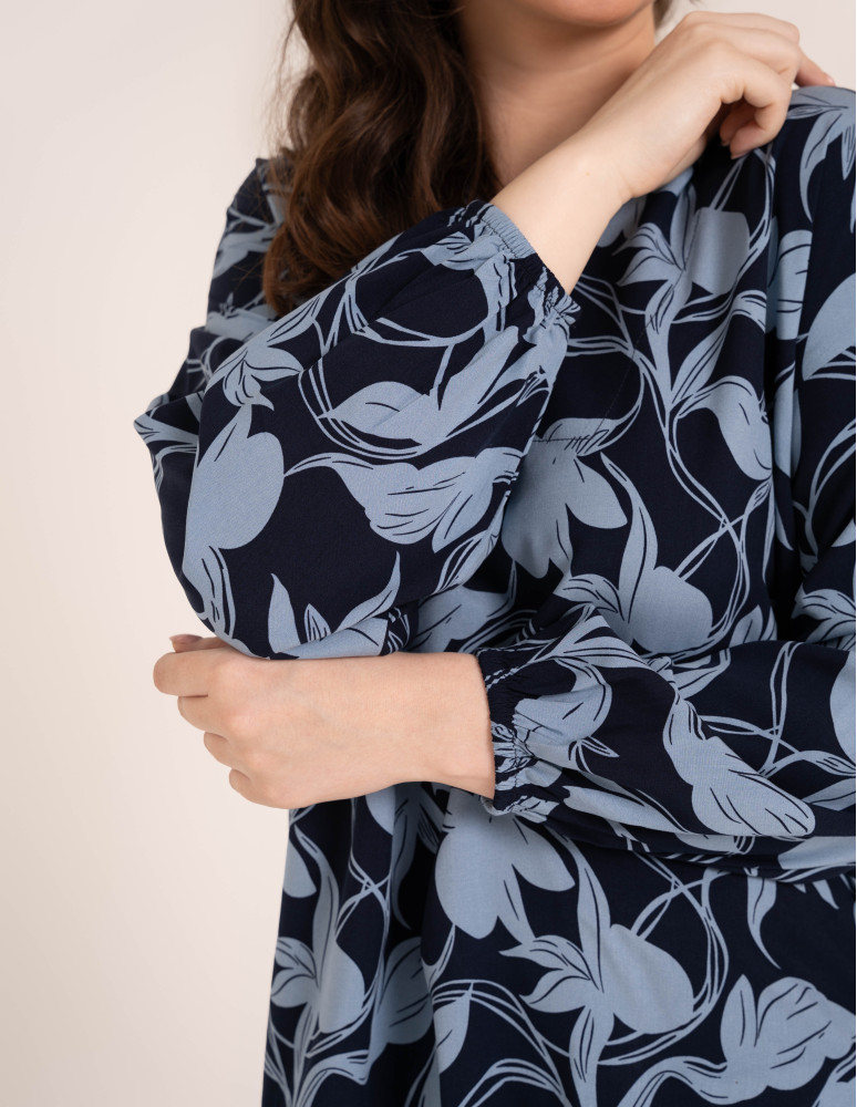 Bluzki z długim rękawem - Elegancka bluzka damska z wiskozy 100% o kroju oversize z długim rękawem WZÓR 1  - produkt moraj.pl 3
