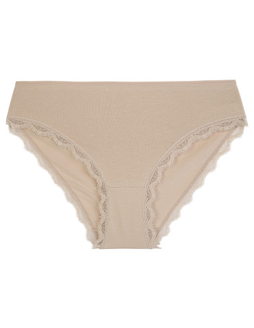Majtki figi - Figi damskie bikini w delikatny prążek z koronką zestaw 3-pak WIELOKOLOROWY - produkt 5