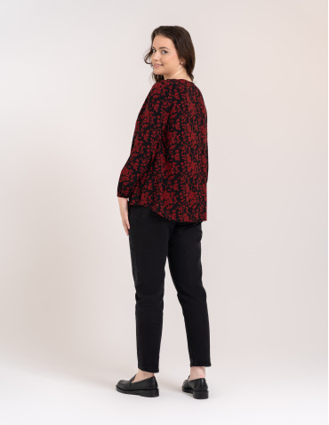 Bluzki z długim rękawem - Bluzka damska elegancka z naturalnej wiskozy o kroju oversize WZ&Oacute;R 1 - produkt 5