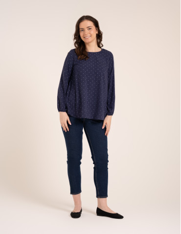 Bluzki z długim rękawem - Bluzka damska elegancka z naturalnej wiskozy o kroju oversize WZ&Oacute;R 3 - produkt 6