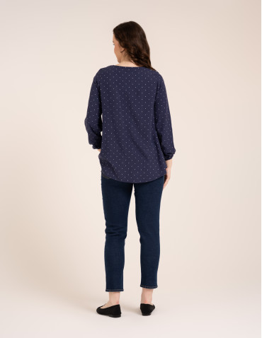 Bluzki z długim rękawem - Bluzka damska elegancka z naturalnej wiskozy o kroju oversize WZ&Oacute;R 3 - produkt 7