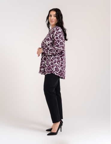 Bluzki z długim rękawem - Bluzka damska elegancka z naturalnej wiskozy o kroju oversize WZÓR 2 - produkt 14