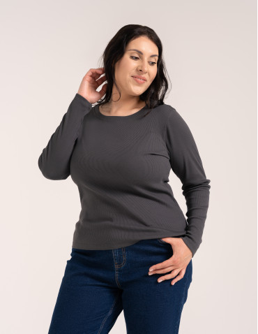 Bluzka damska bawełniana w prążek longsleeve