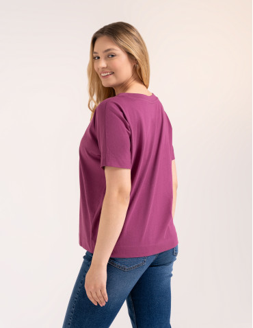 Bluzki z krótkim rękawem - Bluzka damska kimono bawełniana krój boxy z opadającym rękawem delikatny nadruk kwiatowy luźny t-shirt damski  - produkt 4