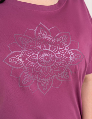 Bluzki z krótkim rękawem - Bluzka damska kimono bawełniana krój boxy z opadającym rękawem delikatny nadruk kwiatowy luźny t-shirt damski  - produkt 8