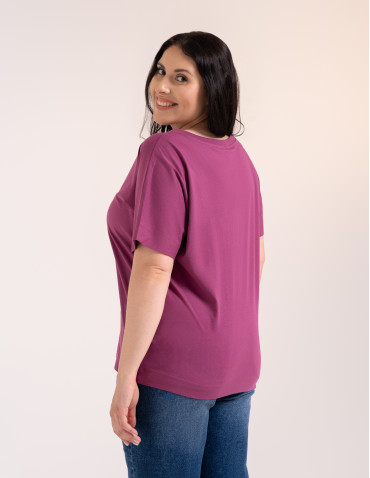 Bluzki z krótkim rękawem - Bluzka damska kimono bawełniana krój boxy z opadającym rękawem delikatny nadruk kwiatowy luźny t-shirt damski  - produkt 12