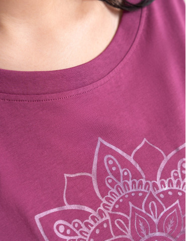Bluzka damska kimono bawełniana krój boxy z opadającym rękawem delikatny nadruk kwiatowy luźny t-shirt damski - produkt 2