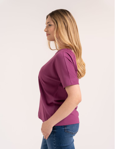 Bluzki z krótkim rękawem - Bluzka damska kimono bawełniana krój boxy z opadającym rękawem delikatny nadruk kwiatowy luźny t-shirt damski  - produkt 5