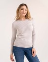 Sweter damski z wiskozy w paski i okrągłym dekoltem WZÓR 3