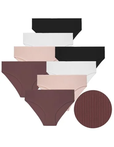 Majtki damskie figi bikini prążkowane bezuciskowe komplet L 8-pak - produkt 2