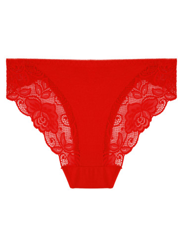 Majtki figi - Majtki damskie figi bawełniane eleganckie z koronkowym tyłem CZERWONY - produkt 1