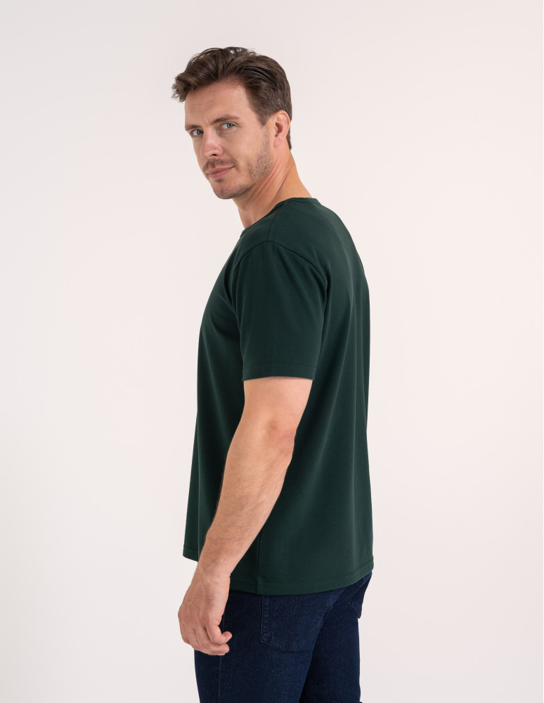 Koszulki z krótkim rękawem - T-shirt męski bawełniany z guzikami henley koszulka z krótkim rękawem ZIELONY  - produkt moraj.pl 4