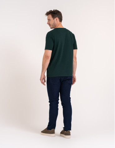 Koszulki z krótkim rękawem - T-shirt męski bawełniany z guzikami henley koszulka z krótkim rękawem ZIELONY - produkt 7